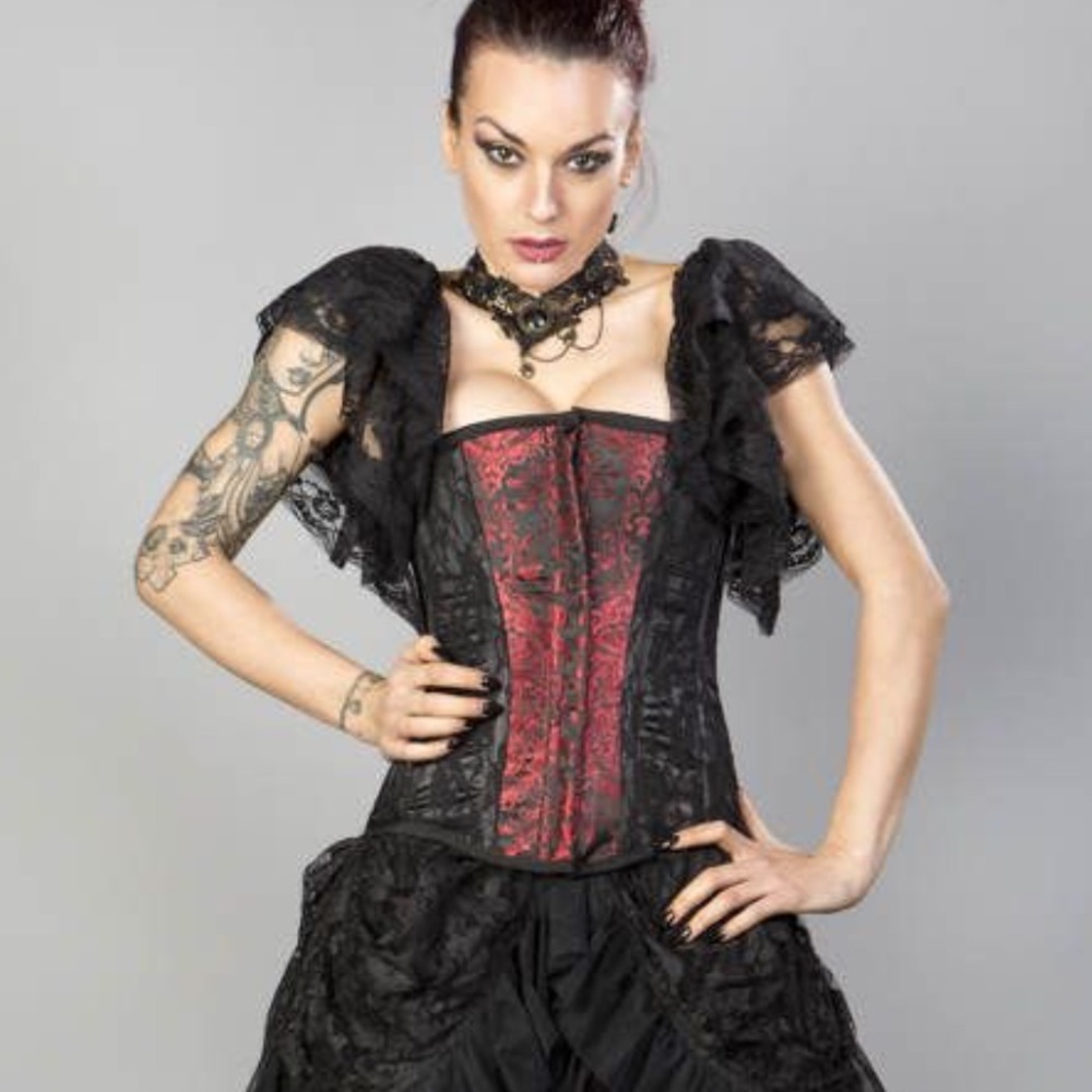 Vintage Gothic Pro Corset - Black/Red - FITS ANY SIZE - From UK Burleska Costume